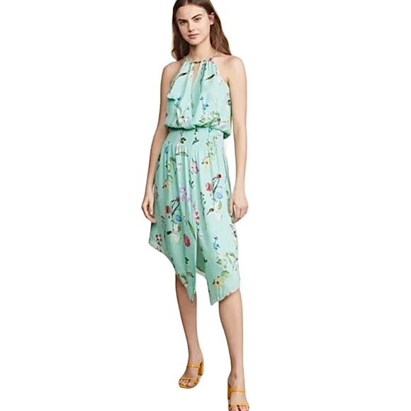 Parker Gigi Dress XL NWT $388 | Green Floral Keyhole Midi Garden Party Summer - Picture 3 of 8